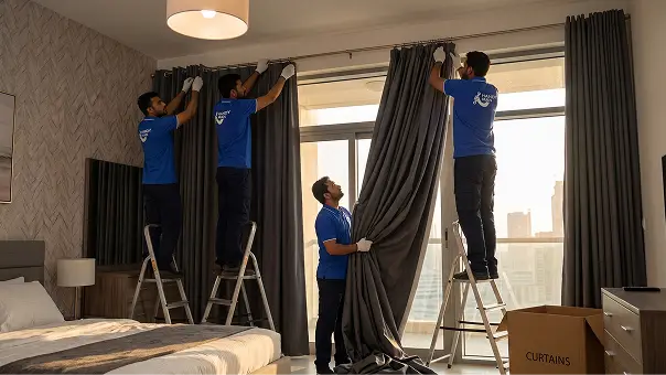 Blackout curtain installation in Dubai