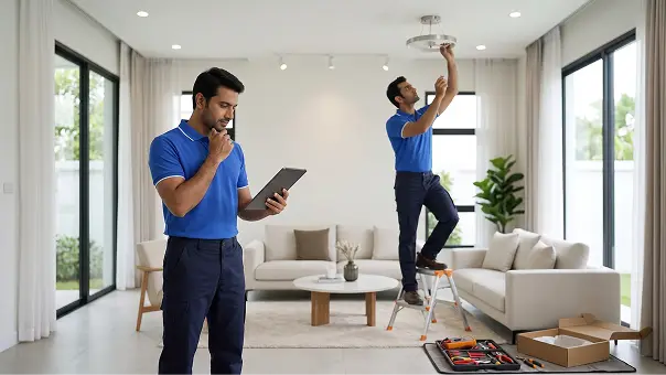 Ceiling light installation in Dubai