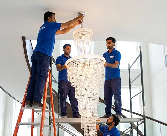 Professional chandelier installation in Dubai