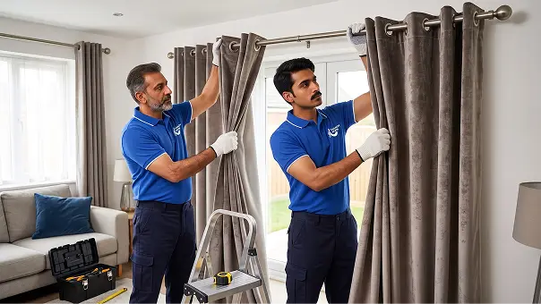 Eyelet curtain installation in Dubai