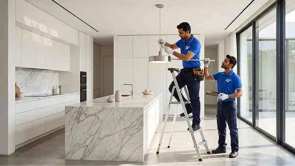 Chandelier installation in Dubai
