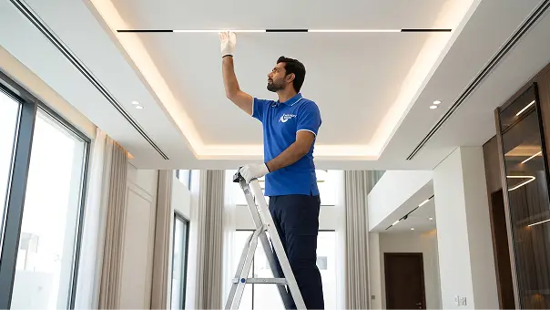 Pendant light installation in Dubai