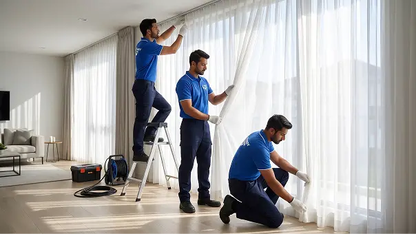 Sheer curtain installation in Dubai
