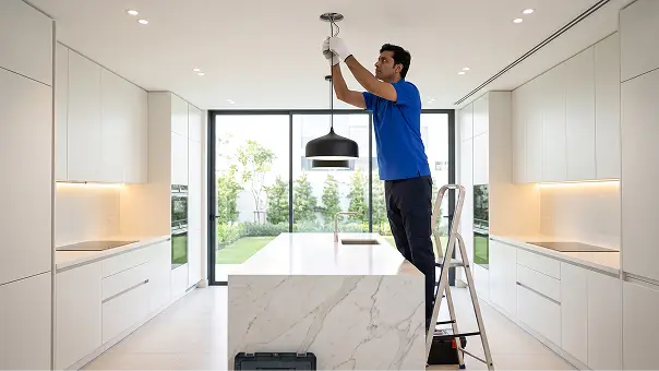 Wall light installation in Dubai